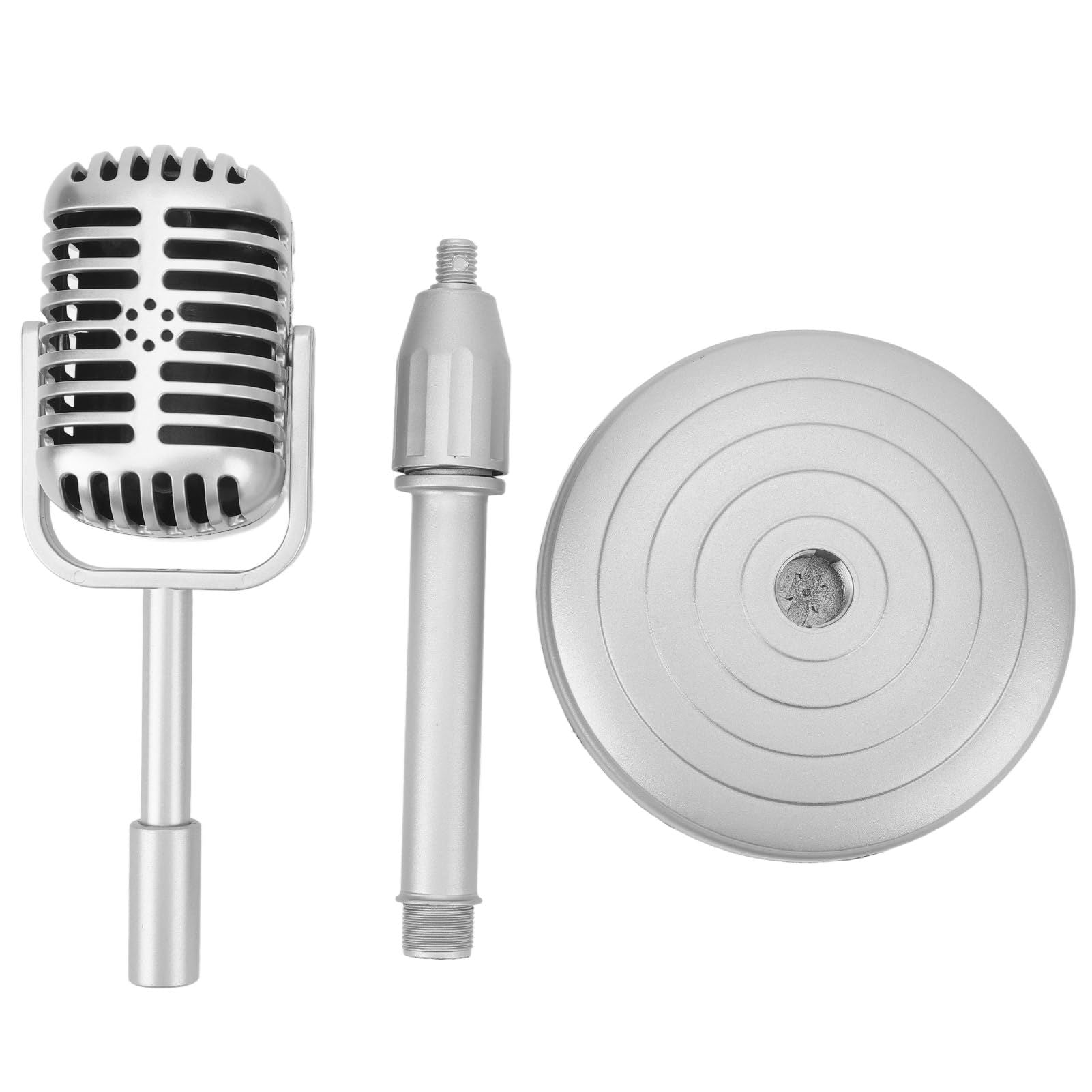 Retro desktop microphone prop model with adjustable stand, classic retro style microphone prop decoration