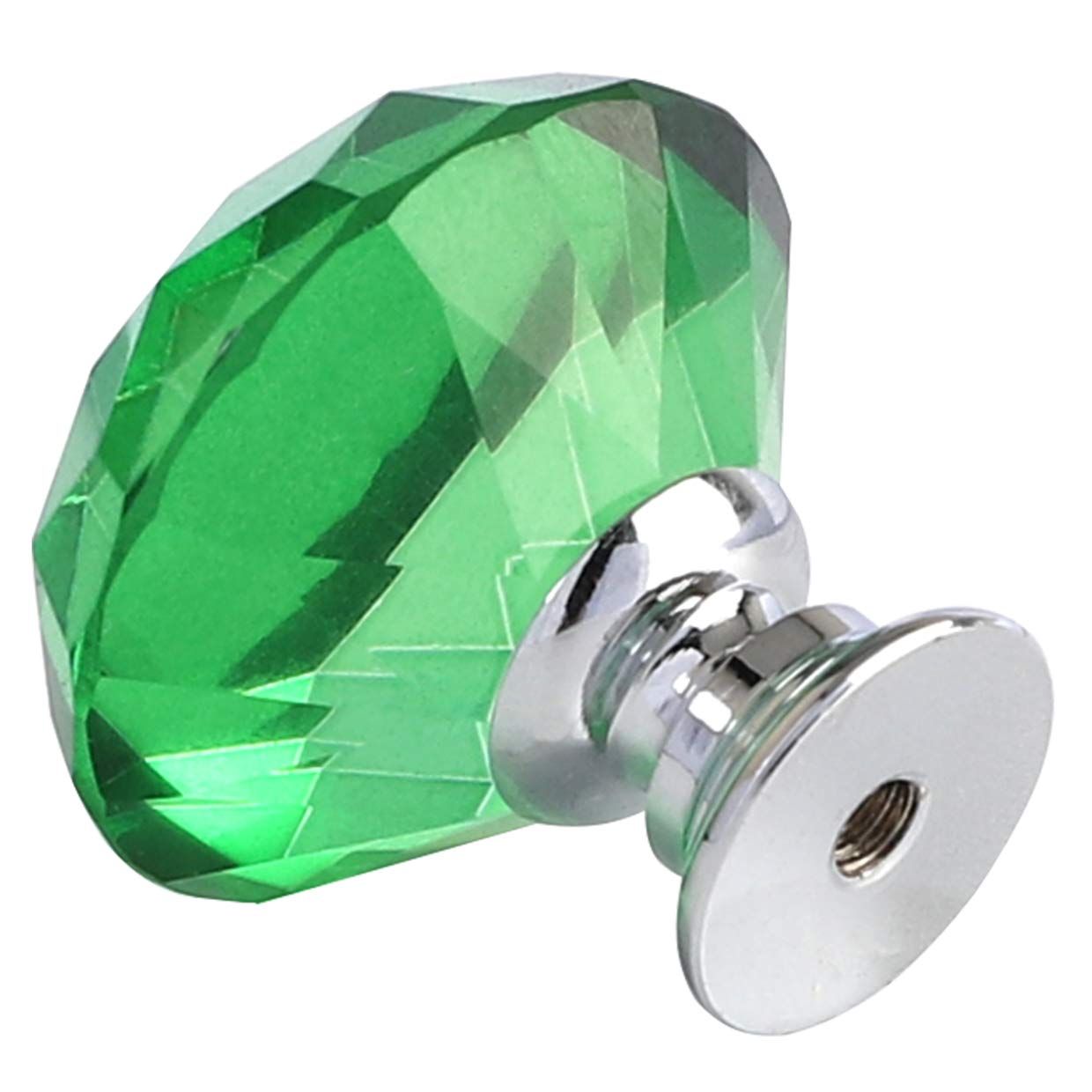 12 Pcs 30mm Diamond Shape Crystal Glass Cabinet Knobs with Screws Drawer Knob Pull Handle Used for Kitchen, Dresser, Door, （Green）