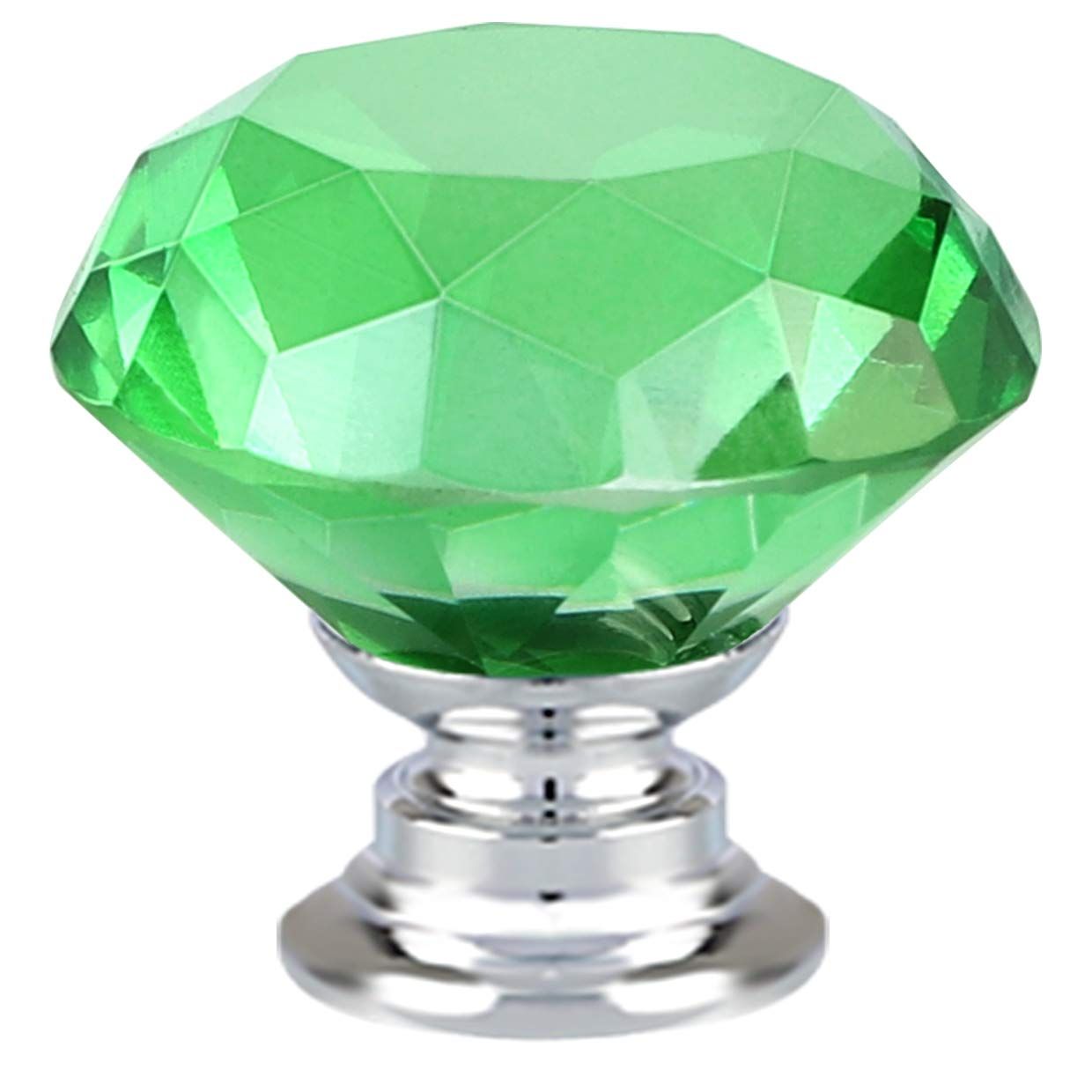 12 Pcs 30mm Diamond Shape Crystal Glass Cabinet Knobs with Screws Drawer Knob Pull Handle Used for Kitchen, Dresser, Door, （Green）