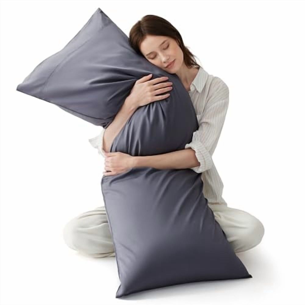 Body Pillow Cover,Long Cooling Pillow Cases for Hot Sleepers,Rayon Derived from Bamboo Cool Pillowcase,Breathable & Soft Body Pillow Case Cover with Envelope Closure,Grey,20x54 Inches
