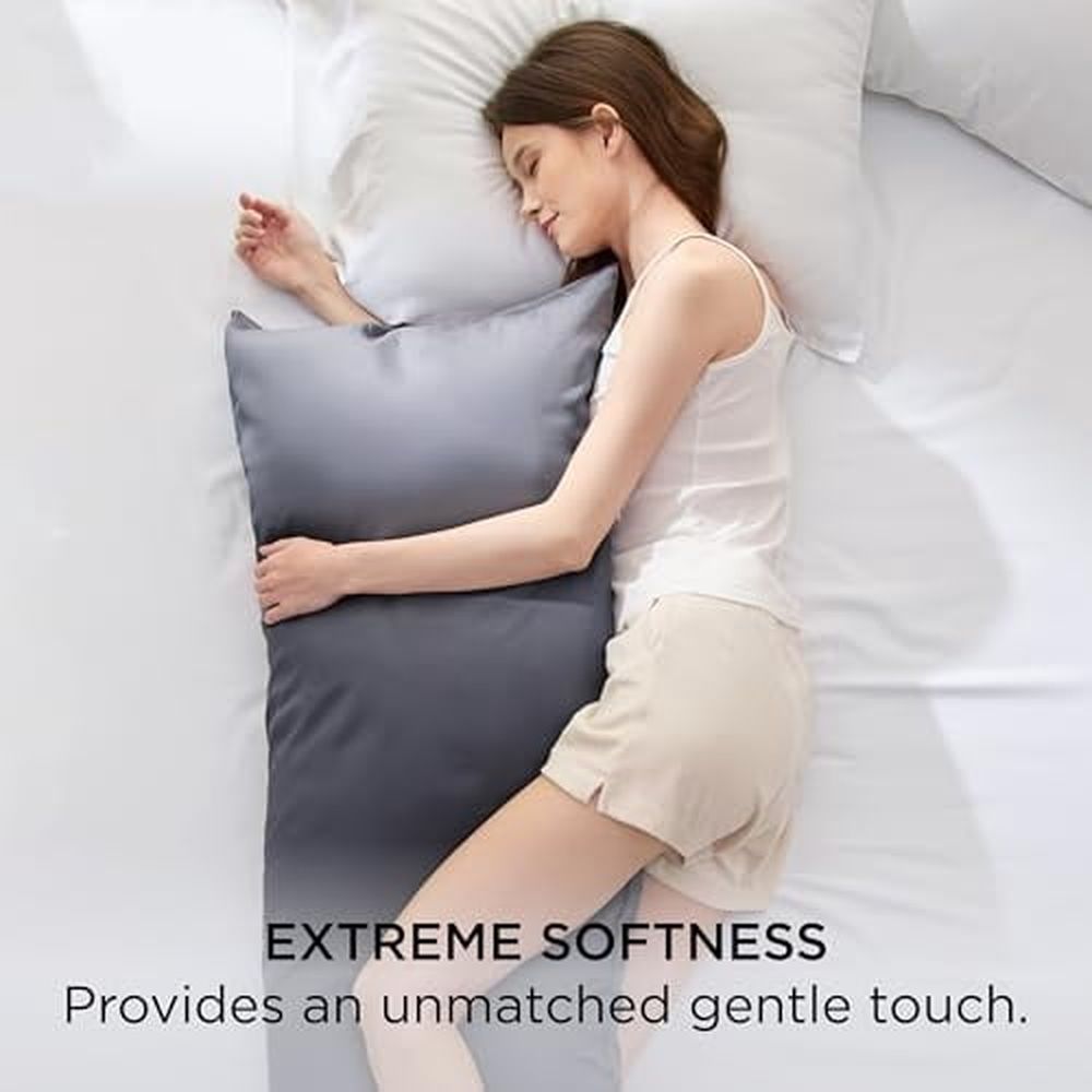 Body Pillow Cover,Long Cooling Pillow Cases for Hot Sleepers,Rayon Derived from Bamboo Cool Pillowcase,Breathable & Soft Body Pillow Case Cover with Envelope Closure,Grey,20x54 Inches