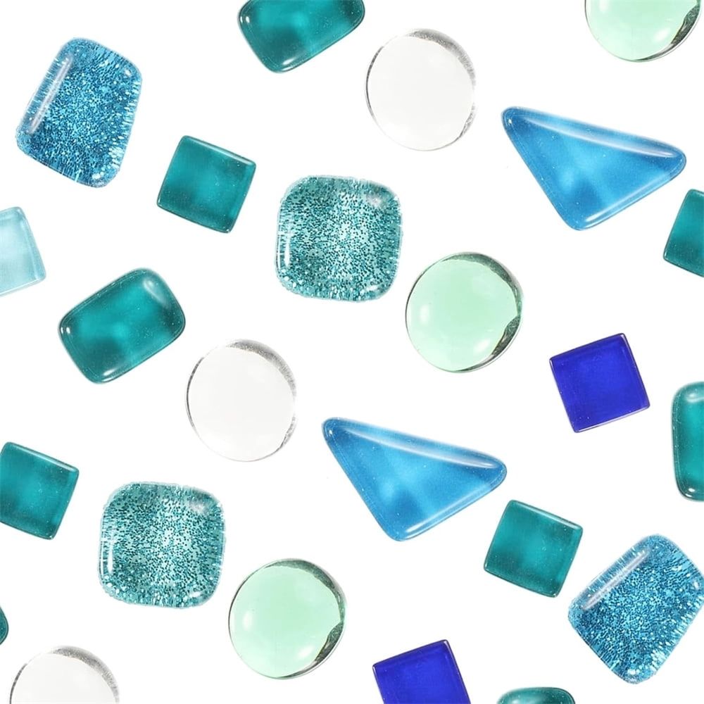 250G Crystal Glass Mosaic Mosaic Tile Supplies Assorted Blue Irregular Crystal Mosaic Tiles for Crafts Bulk Diy Picture Frames Handmade Jewelry Coaster Mosaic Tiles for Crafts Bulk