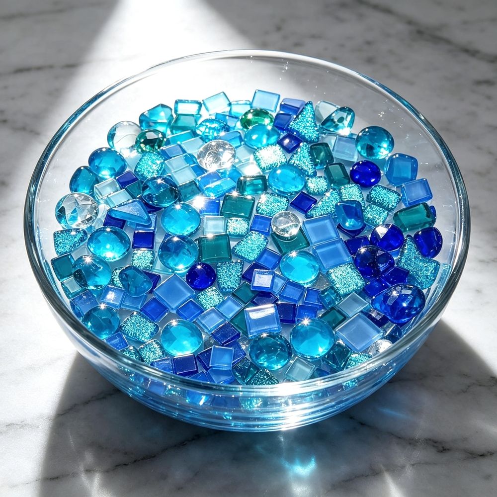 250G Crystal Glass Mosaic Mosaic Tile Supplies Assorted Blue Irregular Crystal Mosaic Tiles for Crafts Bulk Diy Picture Frames Handmade Jewelry Coaster Mosaic Tiles for Crafts Bulk