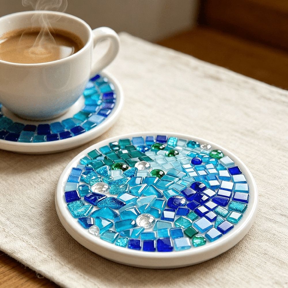 250G Crystal Glass Mosaic Mosaic Tile Supplies Assorted Blue Irregular Crystal Mosaic Tiles for Crafts Bulk Diy Picture Frames Handmade Jewelry Coaster Mosaic Tiles for Crafts Bulk