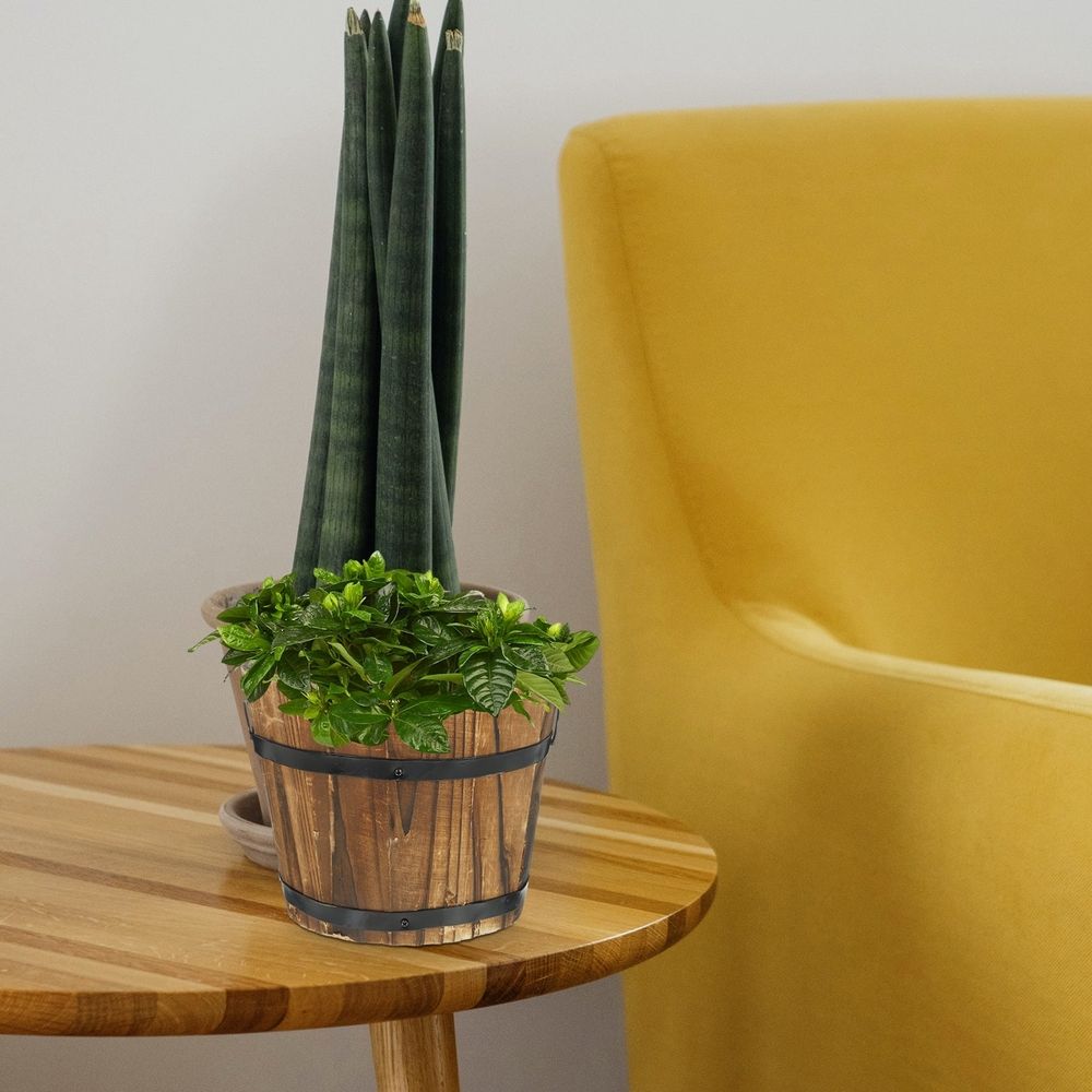 Vegetable Barrel Retro Decor Large Plant Vase for Garden Succulents Planter Pot Wooden Flower Bowl