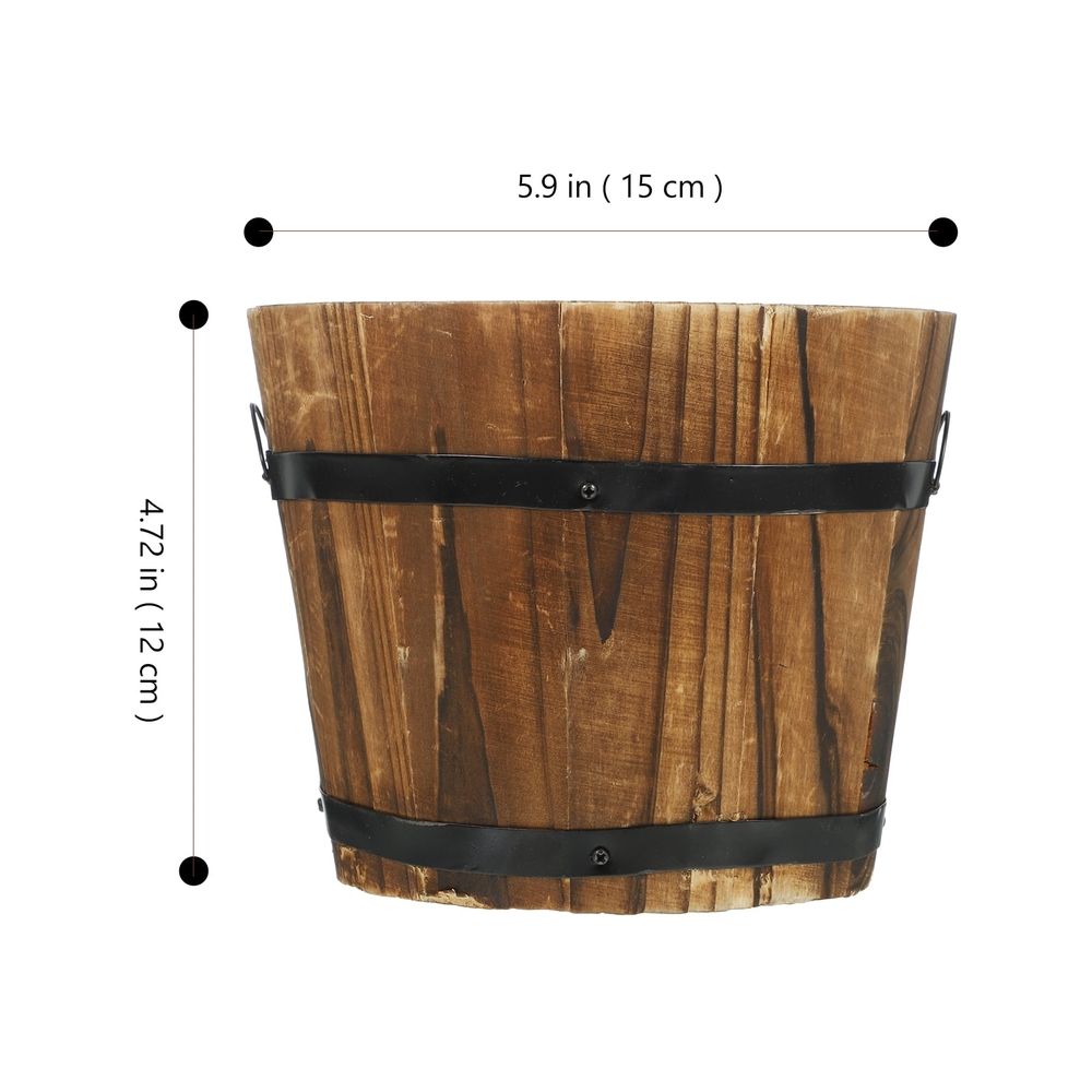 Vegetable Barrel Retro Decor Large Plant Vase for Garden Succulents Planter Pot Wooden Flower Bowl
