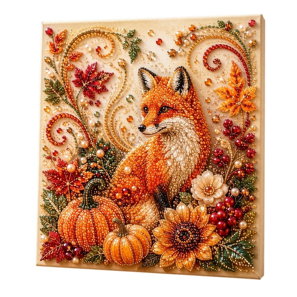 20 x 20 cm Pearl Art Kit for Adults Kids, Fall Diamond Art Bead Painting Set with Plastic Base, Beginner DIY Seasonal Tabletop Decoration, 1 Set