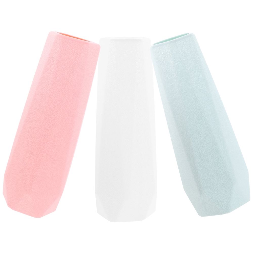 3pcs Geometric Decorative Vase for Flowers and Plants, Plastic