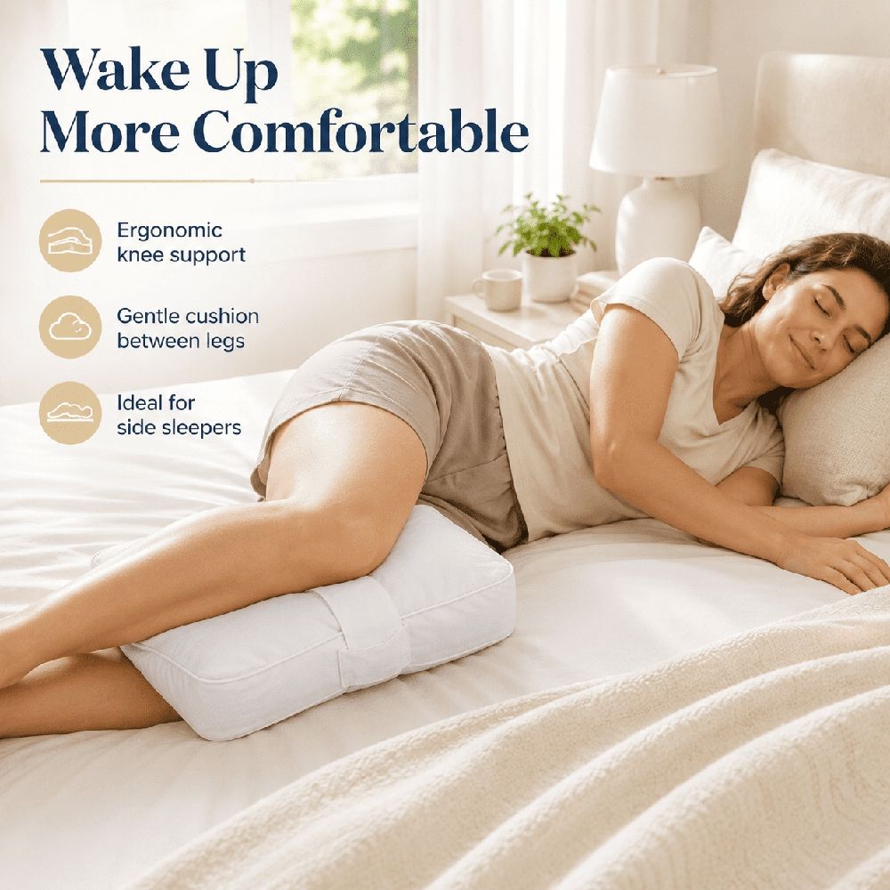 Knee Pillow for Side Sleepers, Large Comfortable Memory Foam Leg Pillow for Side Sleeping, Adjustable Strap, Pillow Sleeping Between Legs Aligns Spine – Memory Foam Hip Pillow Contour Design