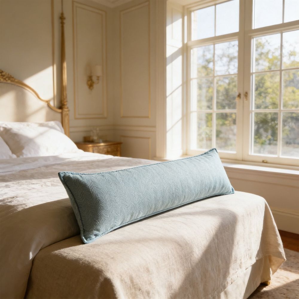 Mint Green Long Pillow 30x70cm with Insert, Bolster Cushion for Bed Sofa, Three Dimensional Filled, Supportive for Back, Soft and Breathable