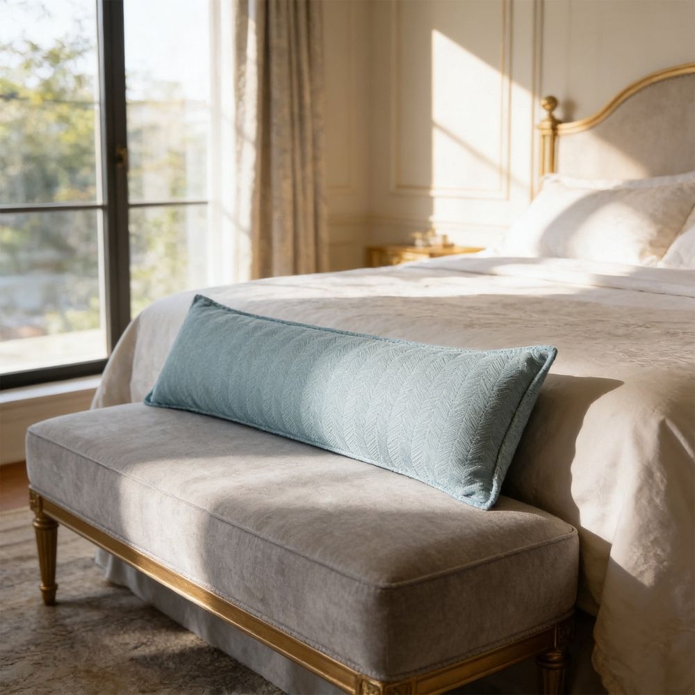 Mint Green Long Pillow 30x70cm with Insert, Bolster Cushion for Bed Sofa, Three Dimensional Filled, Supportive for Back, Soft and Breathable