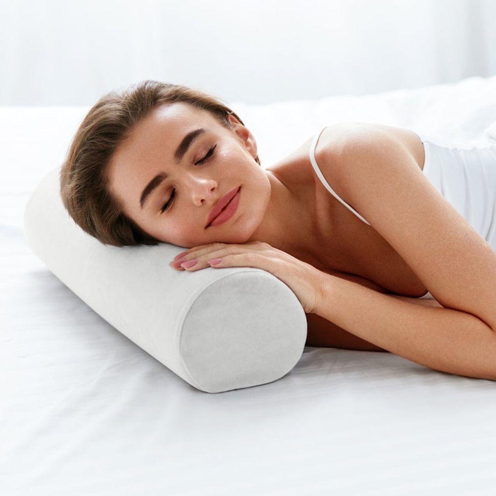Lumbar Support Pillow with Washable Cover, Long Round Cervical Roll Pillow for Head, Neck, Back and Legs Support, 4.7x15.7 In