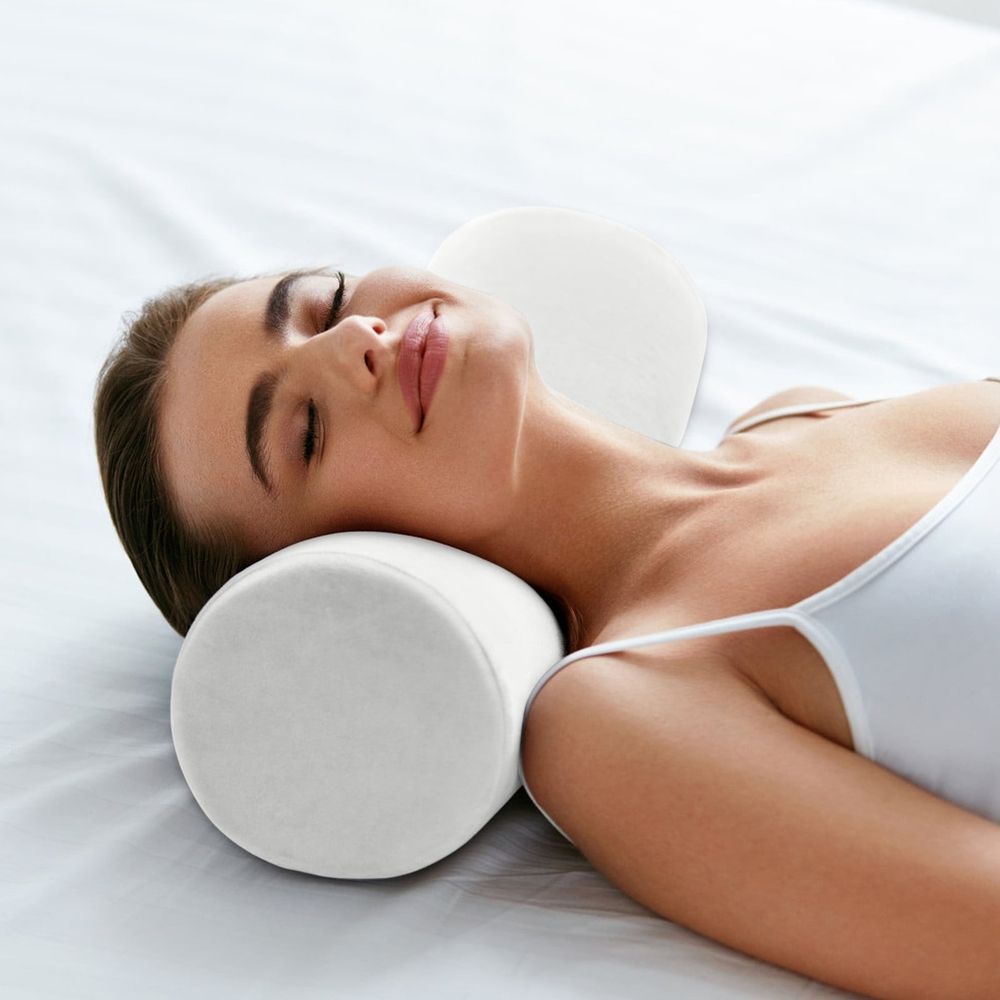 Lumbar Support Pillow with Washable Cover, Long Round Cervical Roll Pillow for Head, Neck, Back and Legs Support, 4.7x15.7 In