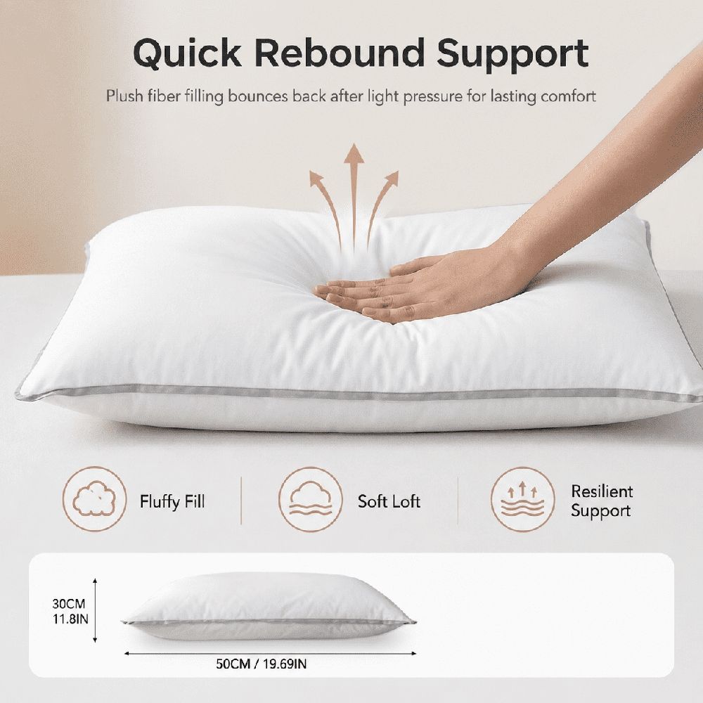 Ultra-Soft Cotton Pillow for Hotel-Quality Sleep, Breathable, Allergy-Friendly and Machine Washable for Ultimate Comfort and Style