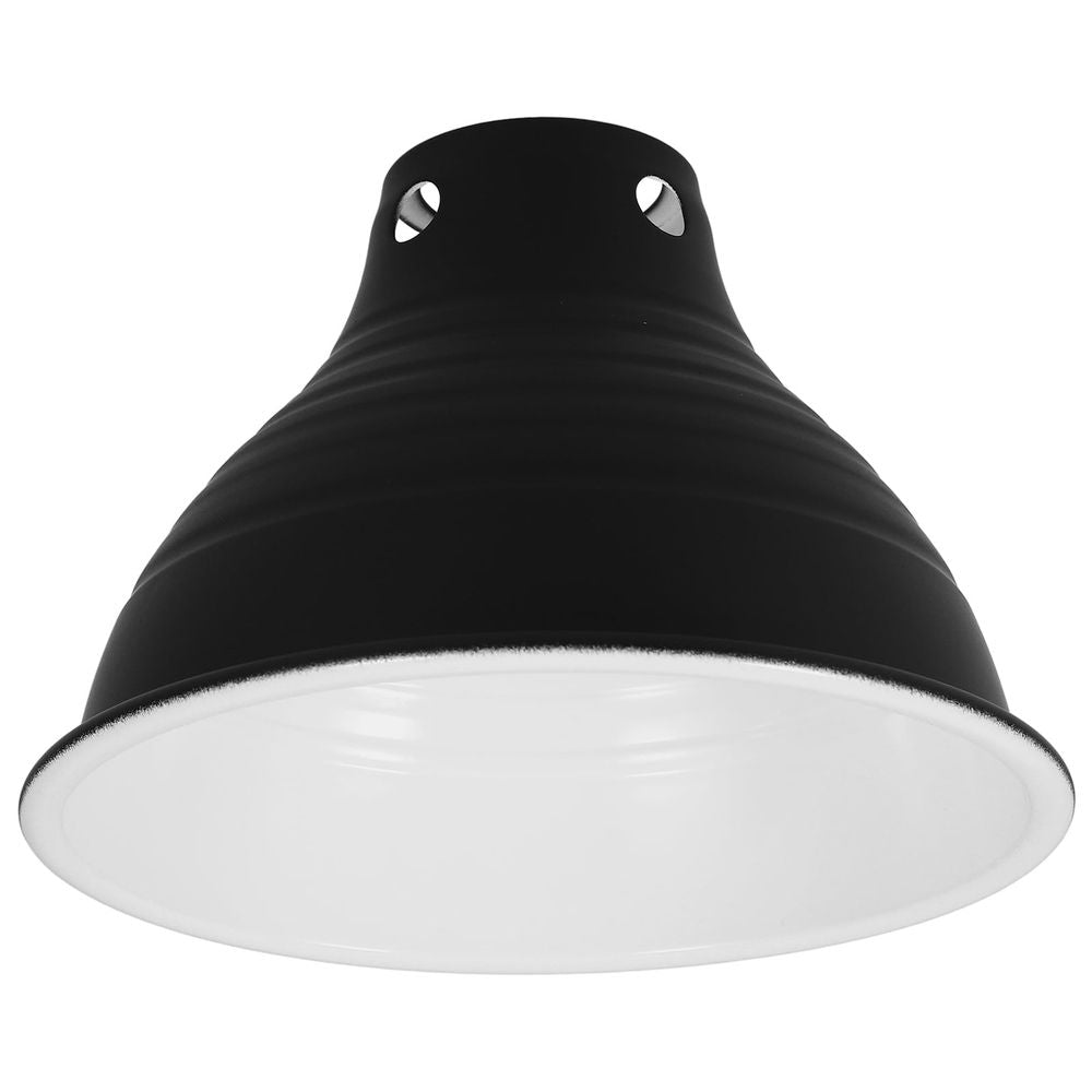 Black Metal Reptile Heat Lamp Shade with Reflector Dome and Insulation for Terrarium Heating Fixtures