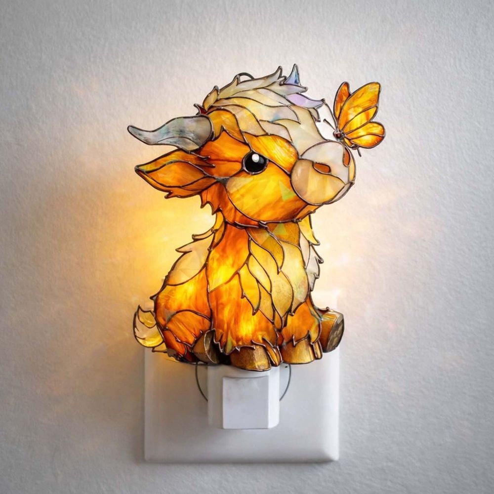 Plug-In Night Light, Stained Glass Style Wall Lamp, Soft Eye-Care Nightlight for Home Bedroom Living Room Decor