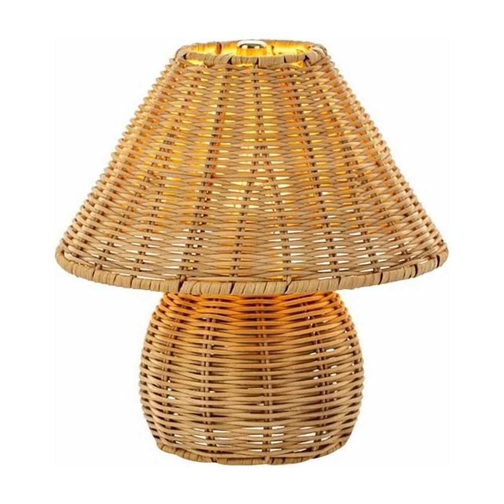 Rattan Mushroom Rechargeable Portable Lamp, 9 inch Woven Cordless LED Light, Decorative Indoor Use Only