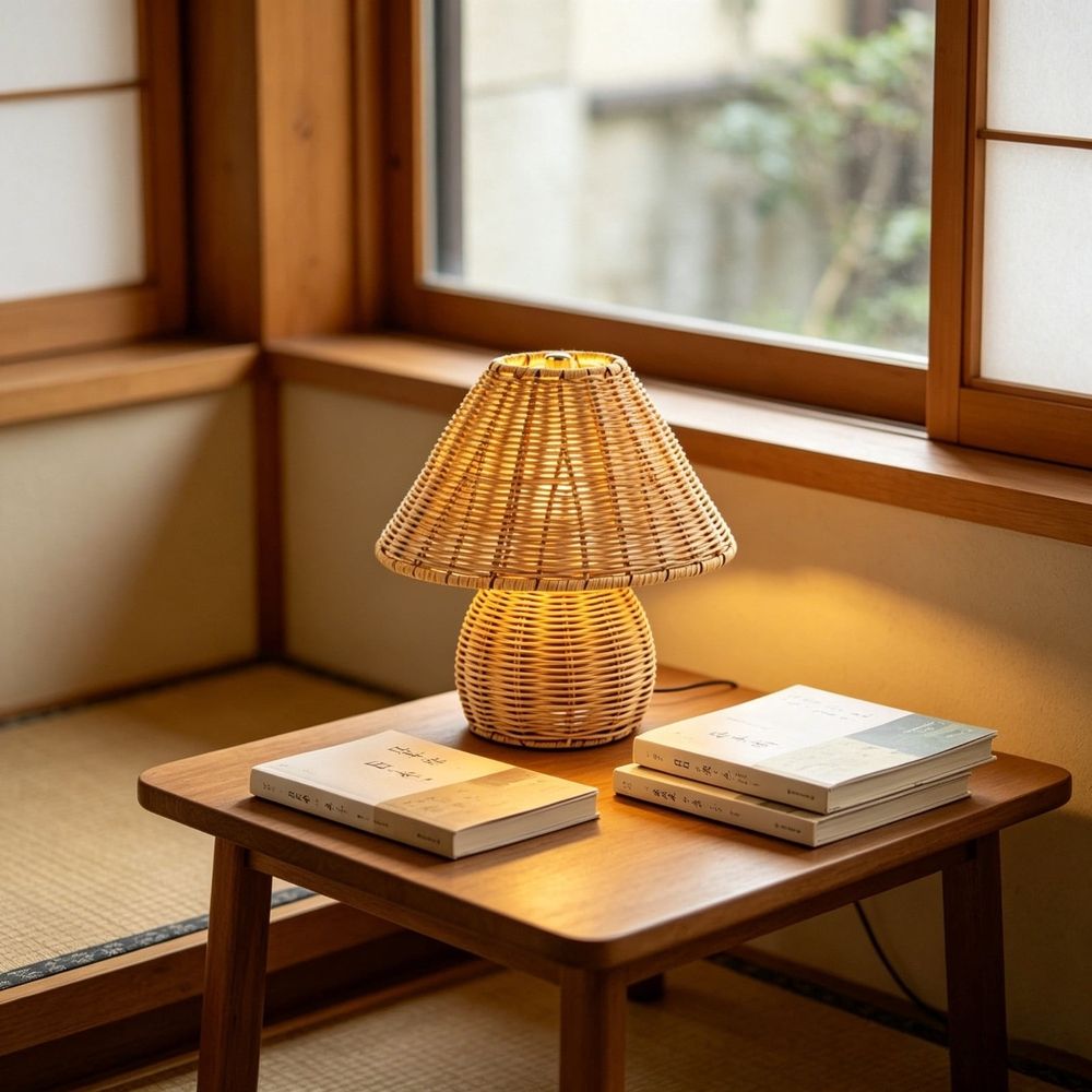 Rattan Mushroom Rechargeable Portable Lamp, 9 inch Woven Cordless LED Light, Decorative Indoor Use Only