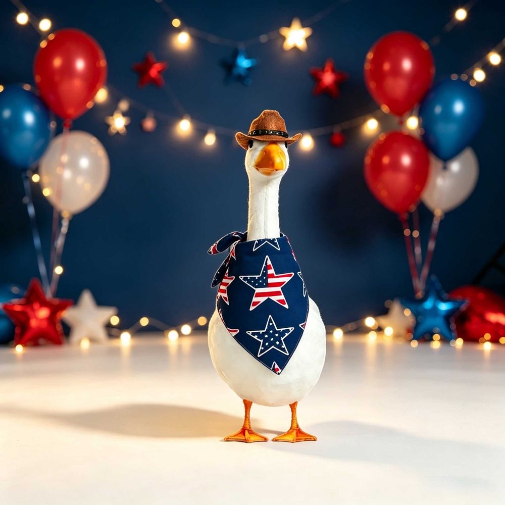 Western Cowboy Goose Clothes, Cowboy Hat and Bandana Set for 23 inch Porch Geese,Outdoor Lawn Garden Statue Decoration