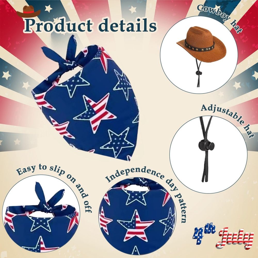 Western Cowboy Goose Clothes, Cowboy Hat and Bandana Set for 23 inch Porch Geese,Outdoor Lawn Garden Statue Decoration