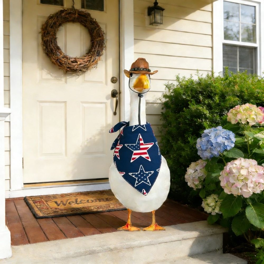 Western Cowboy Goose Clothes, Cowboy Hat and Bandana Set for 23 inch Porch Geese,Outdoor Lawn Garden Statue Decoration