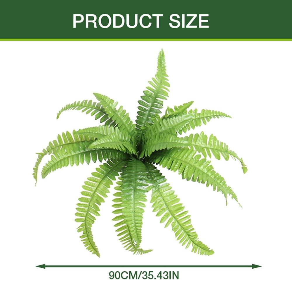 1PC Artificial Lifelike Large Silk Fern Glass Green Home Decoration Artificial Fern Leaves Stem Faux Greenery Plant for Cemetery Grave Headstone Wedding Home Garden Decoration