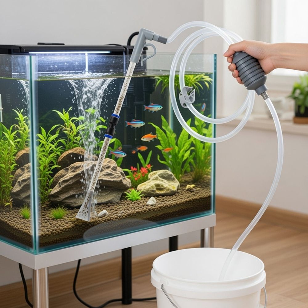 Large Aquarium Siphon Vacuum, 82 inch Manual Fish Tank Water Changer & Gravel Cleaner, Strong Suction Waste Remover for Tanks Up to 16 Inches