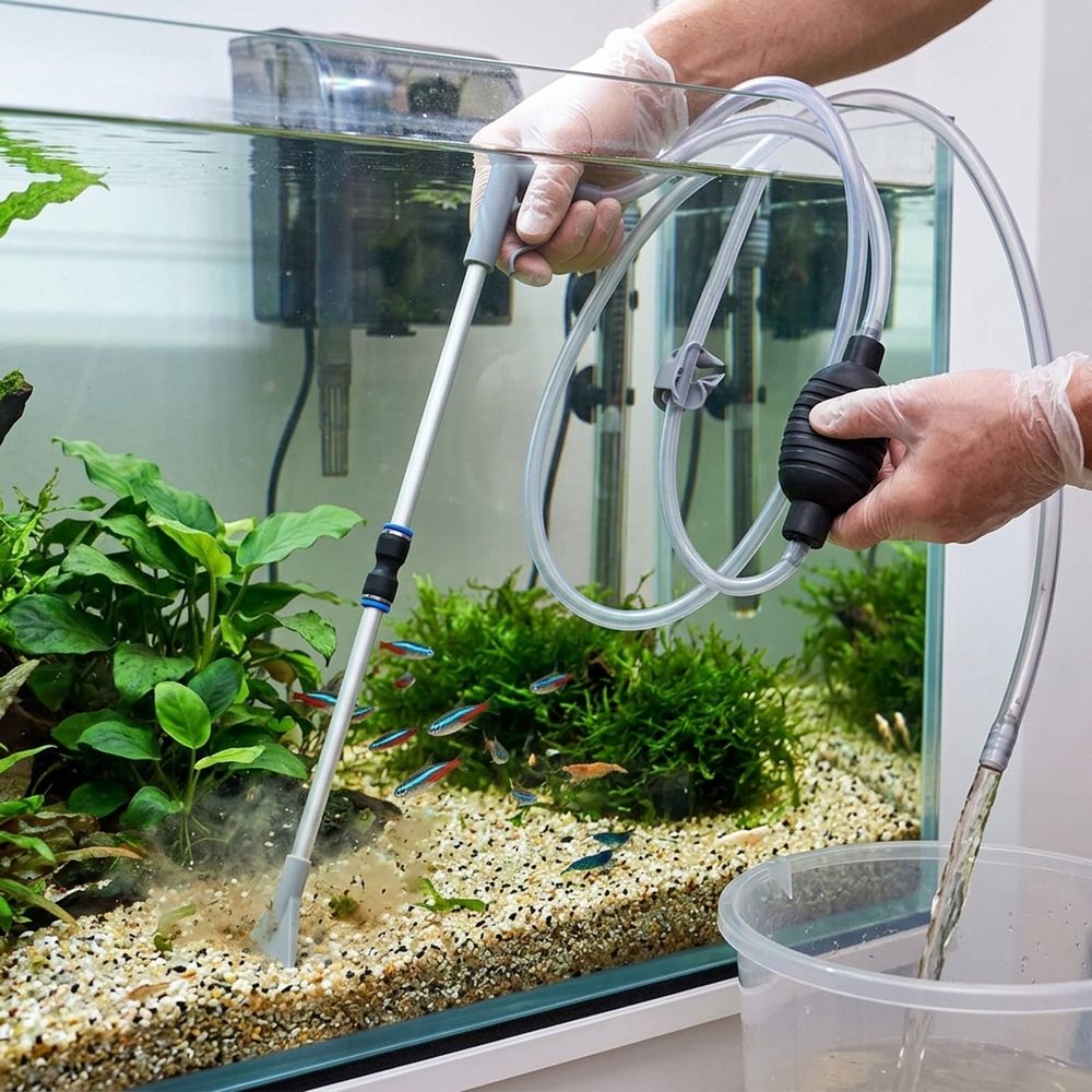 Large Aquarium Siphon Vacuum, 82 inch Manual Fish Tank Water Changer & Gravel Cleaner, Strong Suction Waste Remover for Tanks Up to 16 Inches