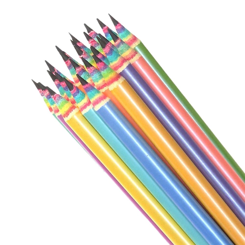 Pencils,Wood & Plastic Rainbow Recycled Paper #2 Pencils,Pre Sharpened 12 Pack,Rainbow Paper Pencil for Writing,Pencils Bulk for Gifts and Office Sketching