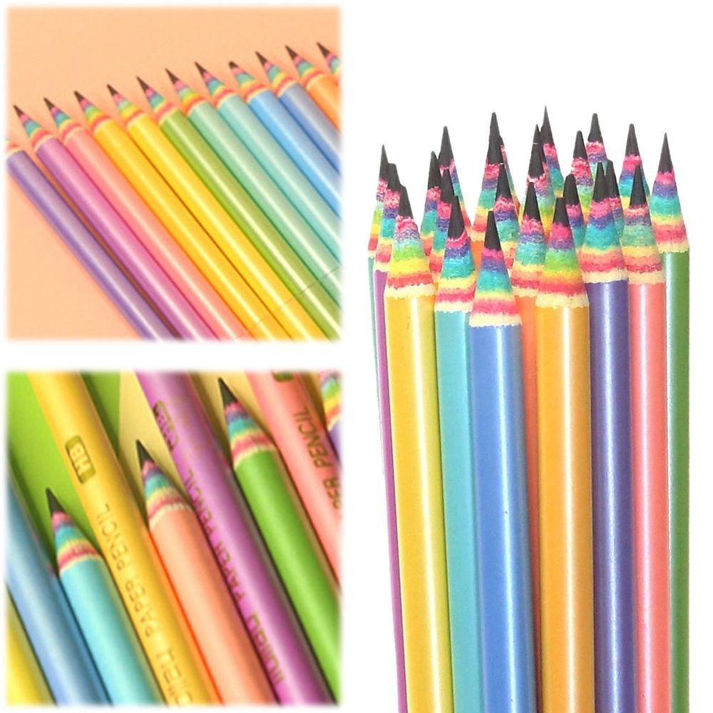 Pencils,Wood & Plastic Rainbow Recycled Paper #2 Pencils,Pre Sharpened 12 Pack,Rainbow Paper Pencil for Writing,Pencils Bulk for Gifts and Office Sketching