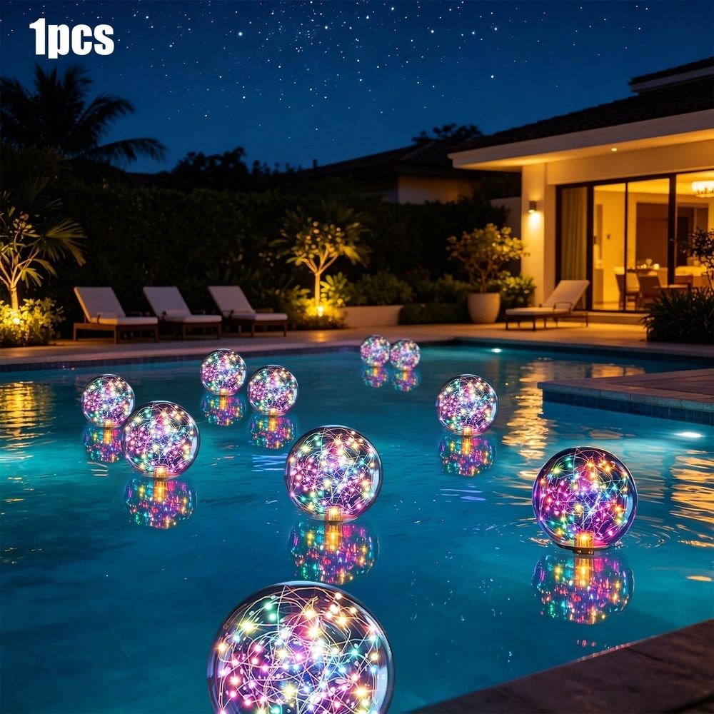 Solar Pool Lights for Yard and Parties, Waterproof Inflatable LED Ball Lamp with Auto-Charge, Floating Garden Decor and Outdoor Night Gathering Ornament