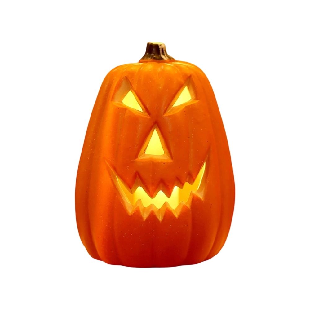 Large Lighted Halloween Pumpkin, Weather-Resistant LED Jack-O'-Lantern Decoration, Glowing Orange Plastic Pumpkin for Outdoor Yard Porch and Fall Harvest Display