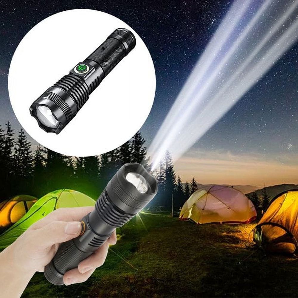 Rechargeable Flashlights High Lumens, 1000000 Lumen Super Bright LED Flash Light with USB Cable, IP 67 Waterproof Handheld Flashlight for Emergency Camping Hiking Biking