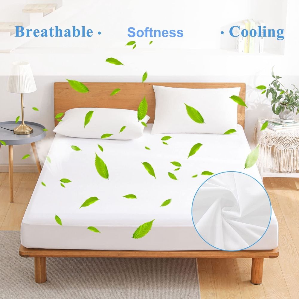 Twin Size Premium Waterproof Mattress Protector, Soft Breathable Mattress Pad Cover, Noiseless Waterproof Bed Cover - Stretch to 15" Fitted Deep Pocket Mattress Protection Cover