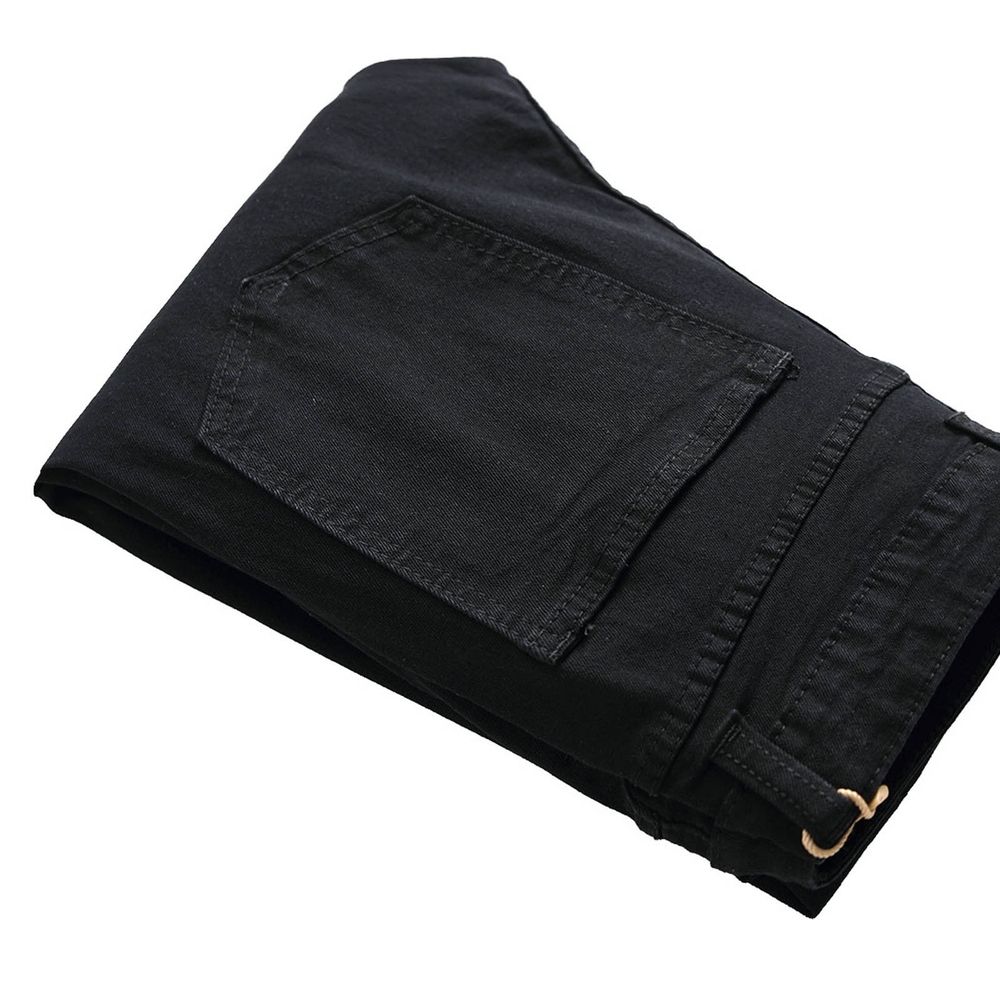 Men's Slim Fit Stretch Jeans Distressed Patchwork Stacked Frayed Straight Leg Skinny Denim Pants