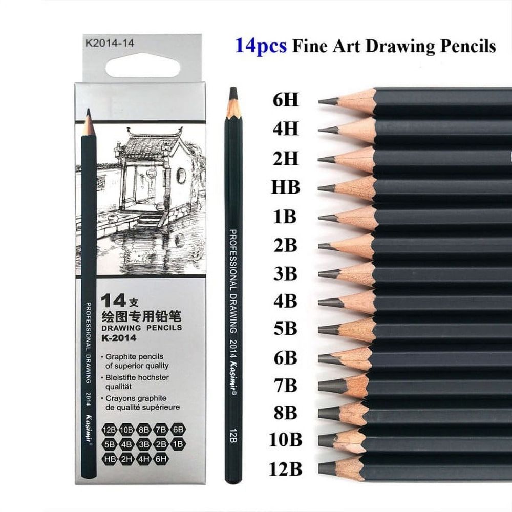 Drawing Pencils 14pcs/set 12B 10B 8B 7B 6B 5B 4B 3B 2B B HB 2H 4H 6H Graphite Sketching Pencils Professional Sketch Pencils Set for Drawing