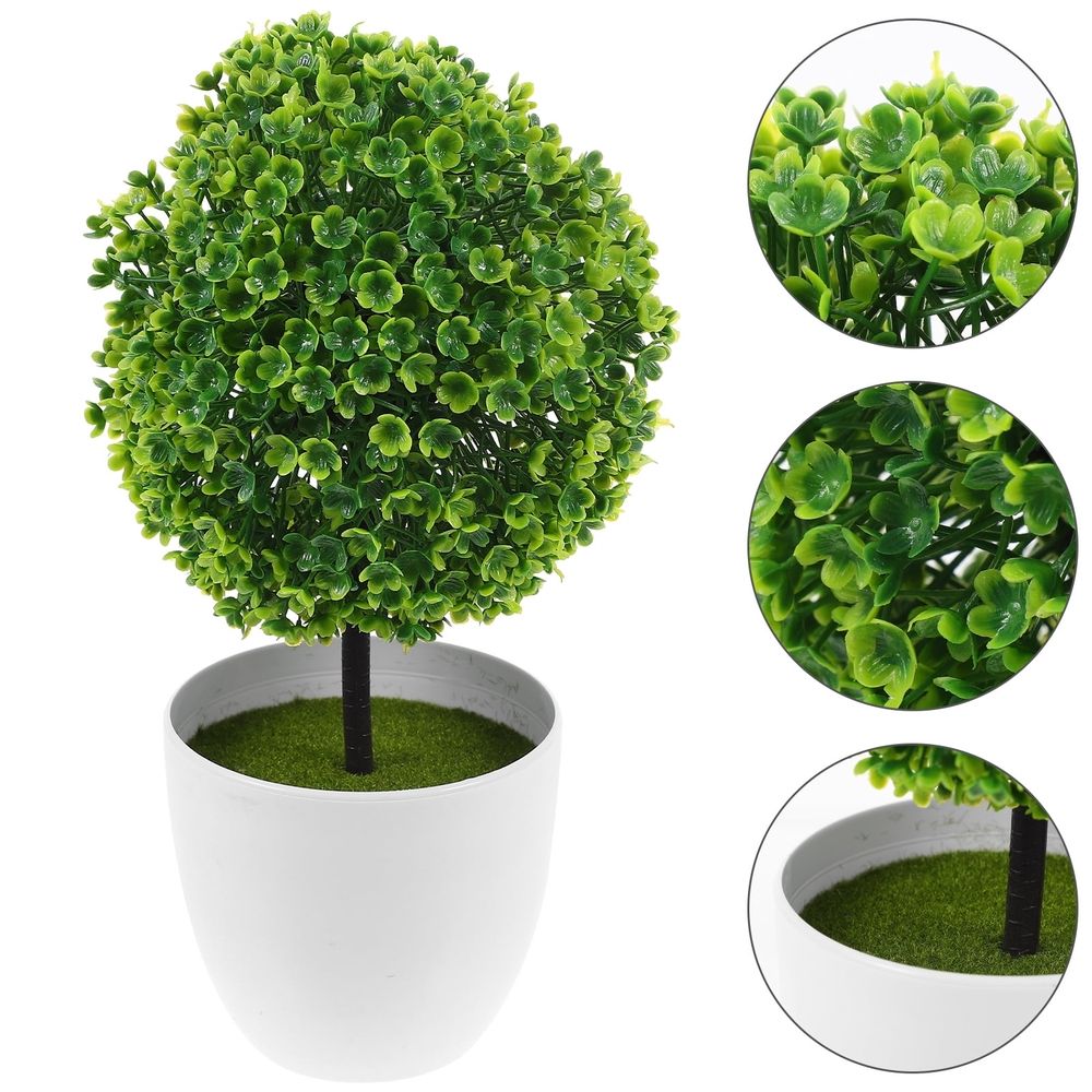 Set of 2 Realistic Artificial Topiary Trees, Decorative Table Plants for Farmhouse, Bathroom, Office, and Table Centerpiece