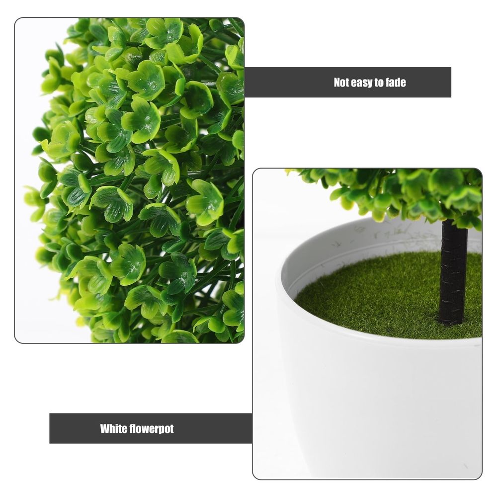 Set of 2 Realistic Artificial Topiary Trees, Decorative Table Plants for Farmhouse, Bathroom, Office, and Table Centerpiece