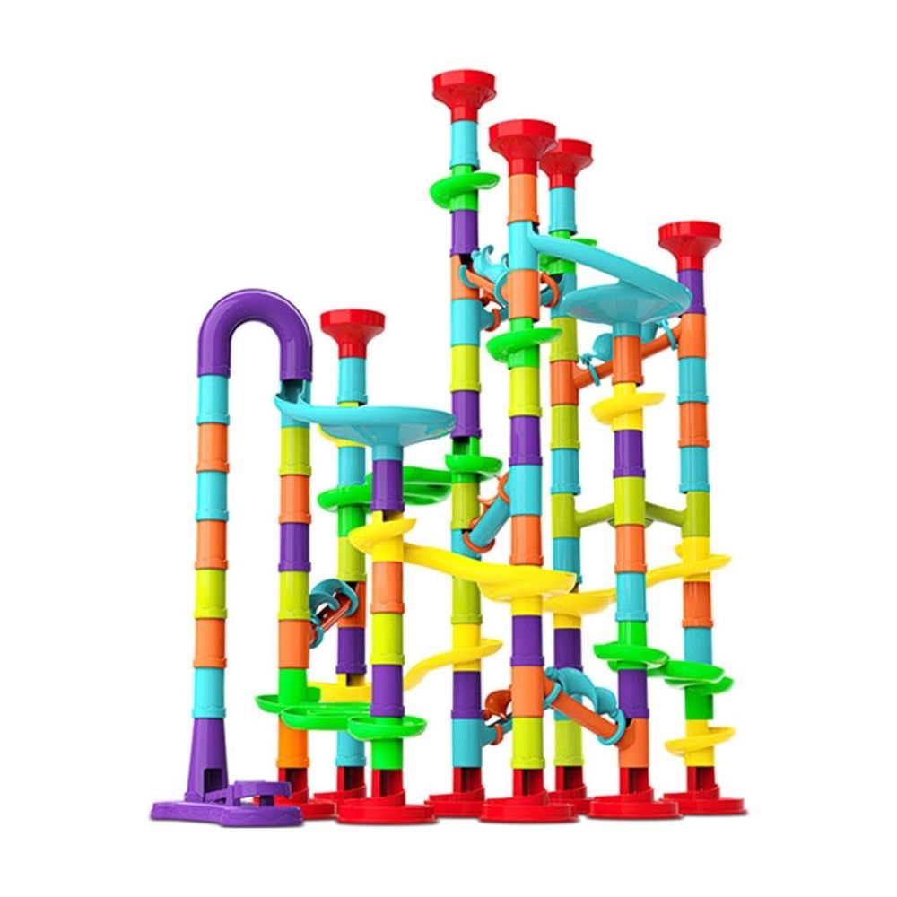 Food Grade ABS Marble Run Building Blocks, Educational DIY Maze Construction Toy Boosting Logical Thinking & Family Interactive Play,Multicolor