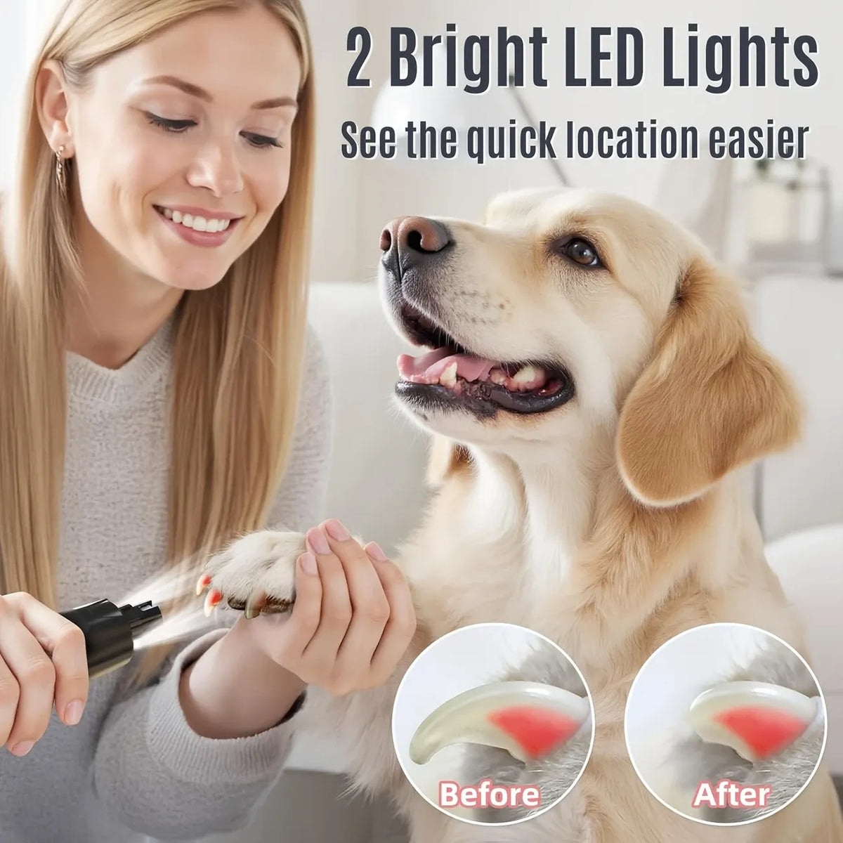 Electric Pet Nail Grinder w/ LED, 6-Speed, Low Noise & Dust Cap(BLACK)