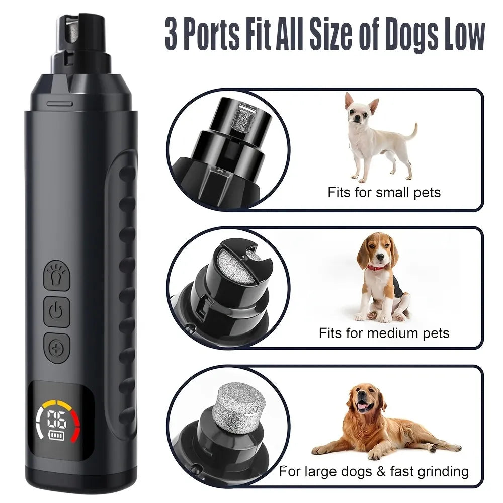Electric Pet Nail Grinder w/ LED, 6-Speed, Low Noise & Dust Cap(BLACK)