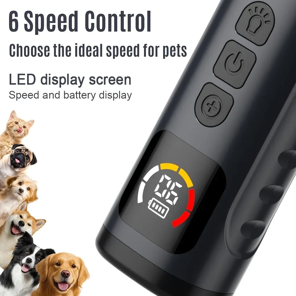 Electric Pet Nail Grinder w/ LED, 6-Speed, Low Noise & Dust Cap(BLACK)