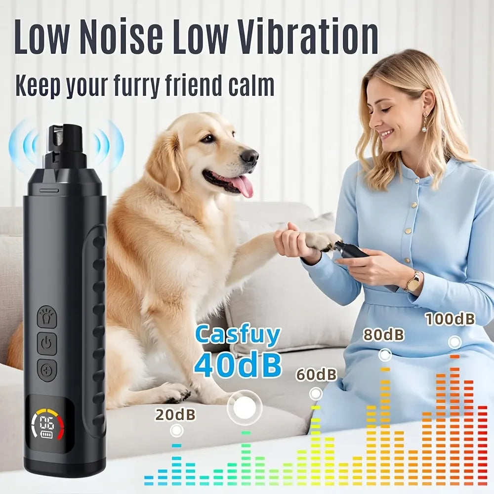 Electric Pet Nail Grinder w/ LED, 6-Speed, Low Noise & Dust Cap(BLACK)