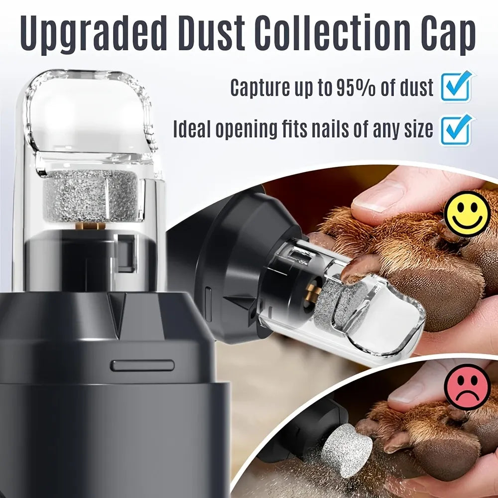 Electric Pet Nail Grinder w/ LED, 6-Speed, Low Noise & Dust Cap(BLACK)