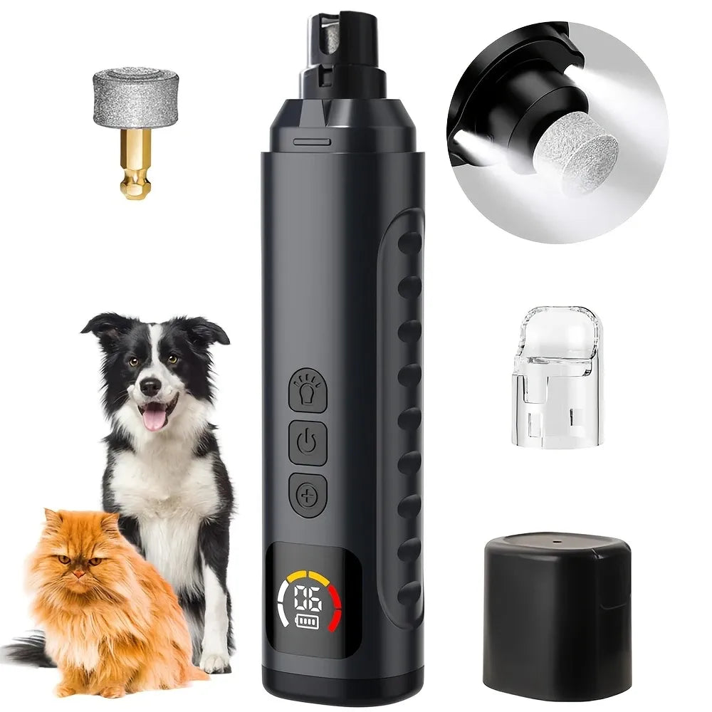 Electric Pet Nail Grinder w/ LED, 6-Speed, Low Noise & Dust Cap(BLACK)