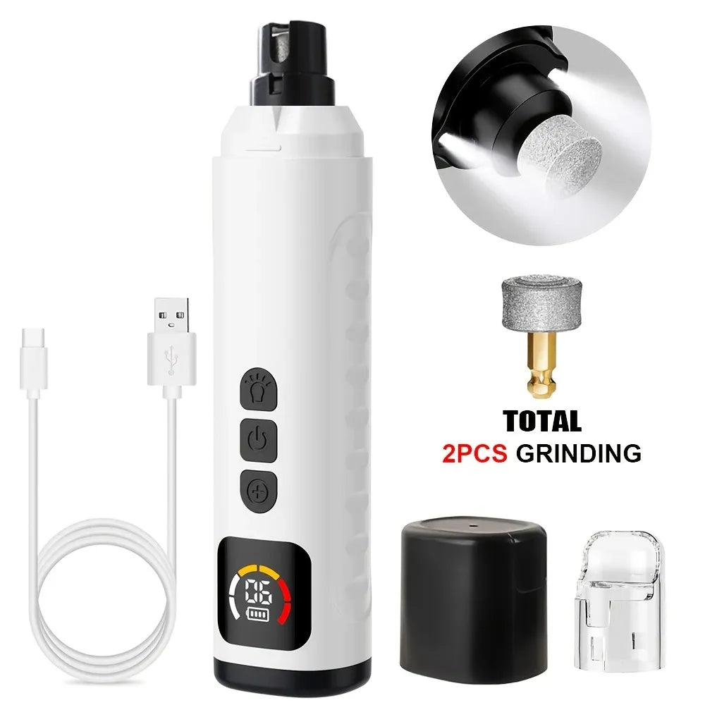 Electric Pet Nail Grinder w/ LED, 6-Speed, Low Noise & Dust Cap(BLACK)