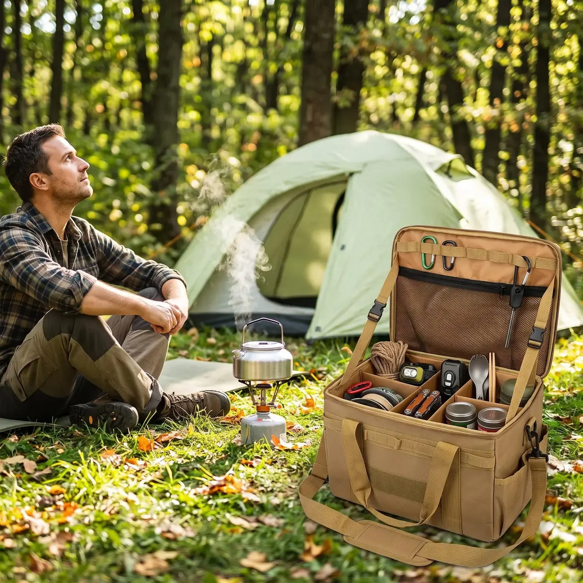 Multi-Functional Camping Gear Organizer, Multi-Compartment Foldable, Portable Miscellaneous Storage, Outdoor Picnic Essential