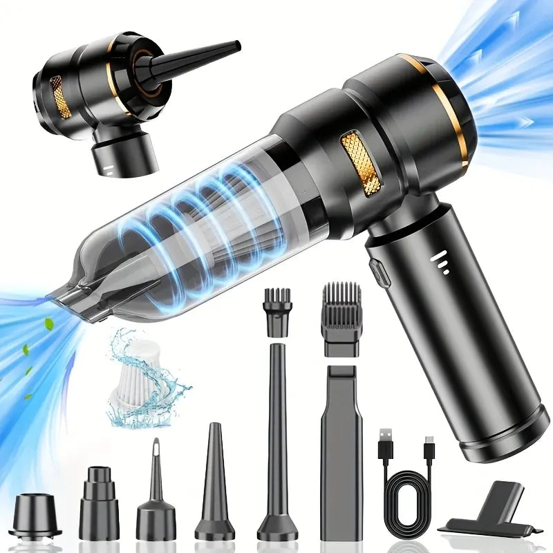 Portable Cordless Vacuum, 4-in-1 Suction/Blow/Inflate/Deflate, Car & Home Multi-Functional Cleaner, Strong Powerful Suction(Silver purple)