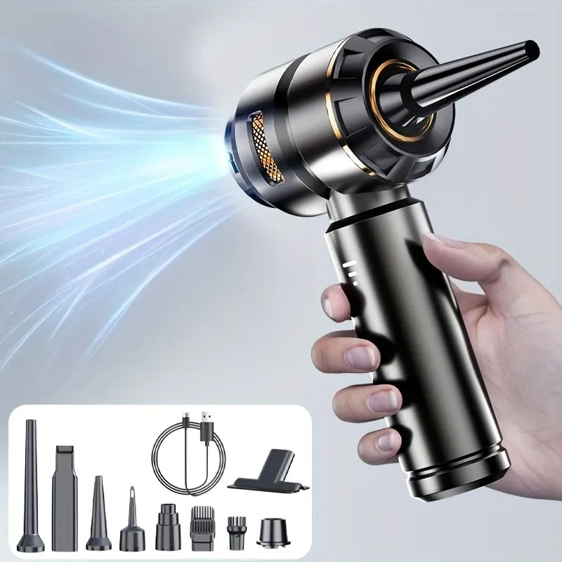 Portable Cordless Vacuum, 4-in-1 Suction/Blow/Inflate/Deflate, Car & Home Multi-Functional Cleaner, Strong Powerful Suction(Silver purple)