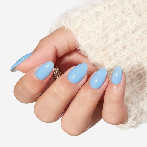 Full Cover Oval Press-On Nails Set: Easy, Trendy For Daily Wear, Parties & Gifting (Light Sky Blue)